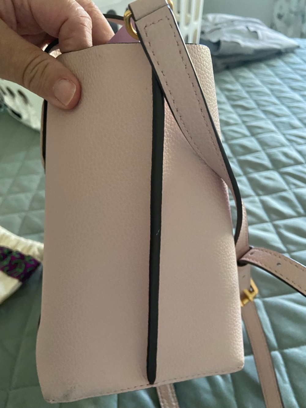 Tory Burch Blush Tote with Orange Tag Accent - Picture 8 of 12